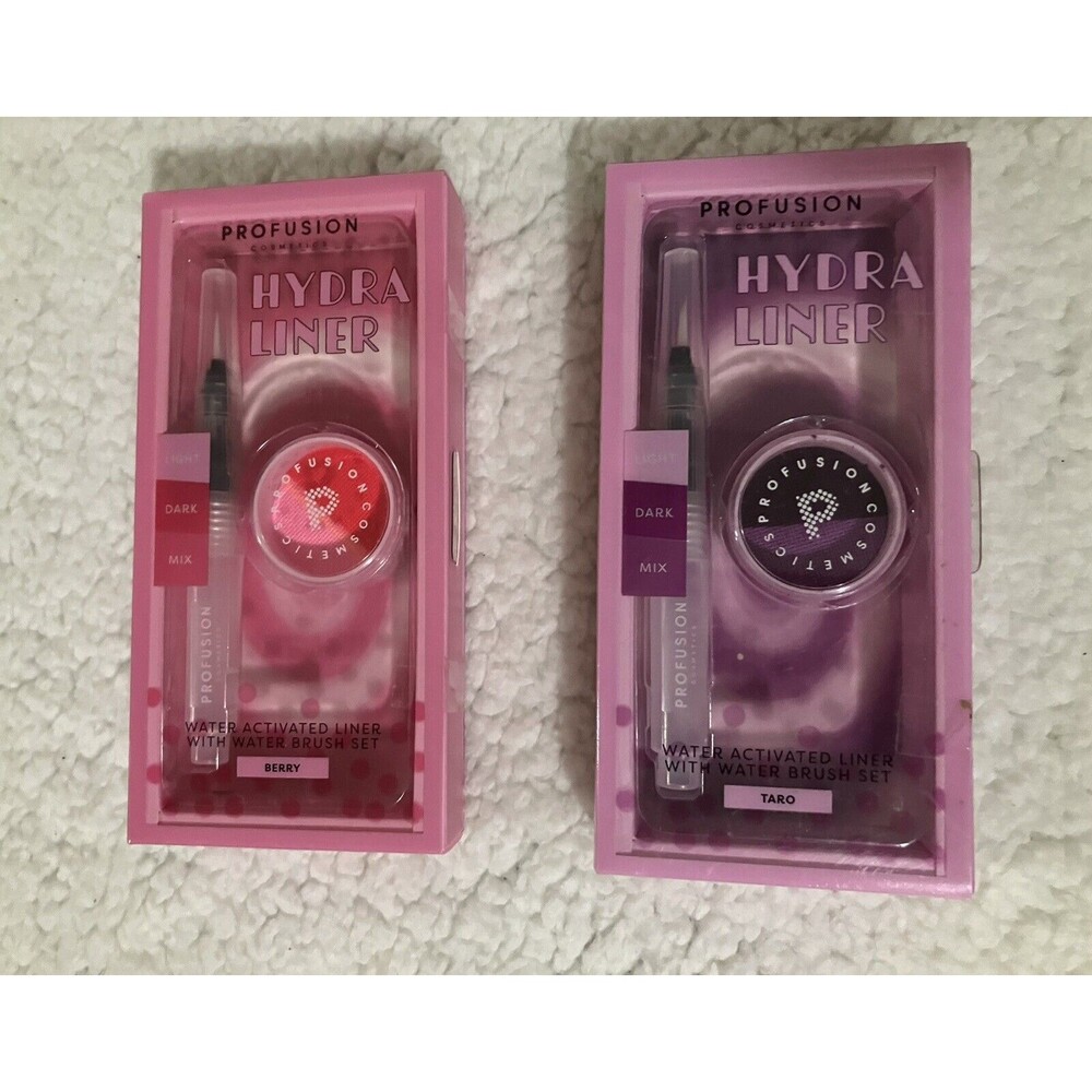 2 Profusion Cosmetics Hydra Liner Set -Berry & Taro Water Activated With Brush